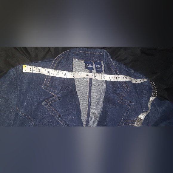 Size XL Medium/Dark Denim wash 2 button jean blazer/jacket with 3 front pockets - Picture 4 of 11